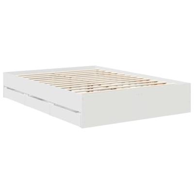 Bedframe met hoofdeinde Wit 140 x 200 cm Geconstrueerd hout