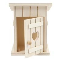 Creativ Company Houten mini toilethuis, 6,5x6,5x8cm - thumbnail