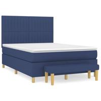 Boxspring met matras stof blauw 140x190 cm - thumbnail