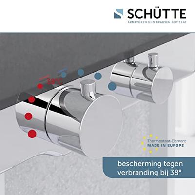 OCEAN thermostatische mengkraan douche met planchet, chroom-antraciet met hoogwaardige planchet van veiligheidsglas, ca. 35,0 x 14,0 cm extern lichaam gemaakt van ABS met een hoogwaardige merkca