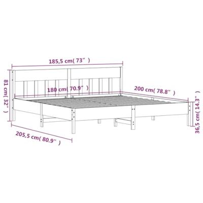 Bedframe zonder matras massief grenenhout wasbruin 180x200 cm