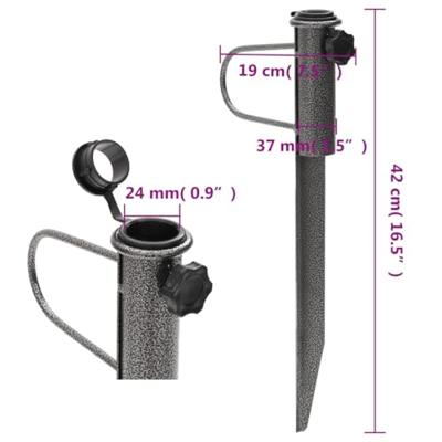 VidaXL Parasolstandaards met pennen 2 st 19x42 cm gegalvaniseerd staal