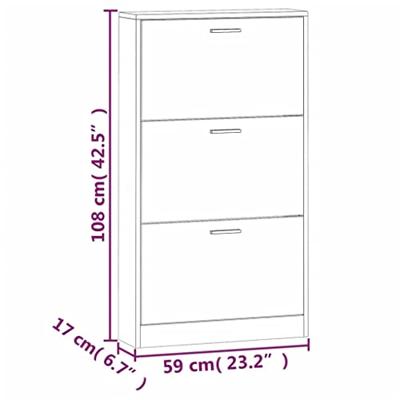 VidaXL Schoenenkast 59x17x108 cm bewerkt hout grijs sonoma VidaXL Schoenenkast 59x17x108 cm bewerkt hout grijs sonoma