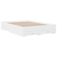Bedframe met lades bewerkt hout wit 120x190 cm - thumbnail