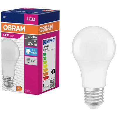 OSRAM HOMELIGHTING 4099854109829 LED-lamp Energielabel F (A - G) E27 Peer 8.5 W = 60 W Koudwit (Ø x h) 60 mm x 60 mm 1 stuk(s)