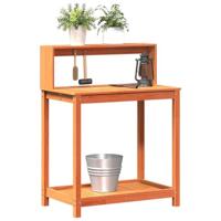Oppottafel met schappen 82,5x50x109,5 cm grenenhout bruin - thumbnail
