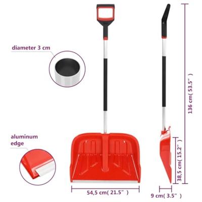 Sneeuwschep 136 cm aluminium rood - thumbnail