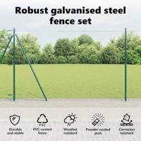 VidaXL Afrasteringspaal groen 25 x 1,4 m (25 mm gaas) staal en pvc - thumbnail