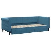 Slaapbank met onderschuifbed en lades 80x200 cm fluweel blauw - thumbnail