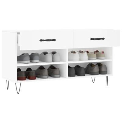 VidaXL Schoenenbank 102x35x55 cm bewerkt hout wit VidaXL Schoenenbank 102x35x55 cm bewerkt hout wit