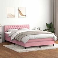 Boxspring met matras en LED fluweel roze 160x210 cm - thumbnail