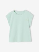 Effen Basics meisjesshirt met korte mouwen blauwgroen - thumbnail