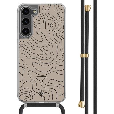 Samsung Galaxy S23 Plus hoesje met zwart koord - Abstract lines