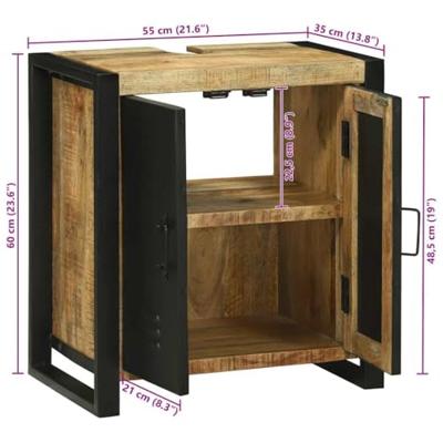 Wastafelkast met plank Bruin 55 x 35 x 60 cm Massief Mango Hout