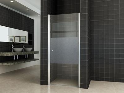 Partly nisdeur rechts 800 x 2000 x 8 mm nano helder glas met melkglas middenband/chroom