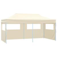 Partytent met 4 zijwanden inklapbaar 3x6 m staal crme - thumbnail