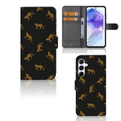 Telefoonhoesje | Met pasjeshouder | voor Samsung Galaxy A55 Leopards