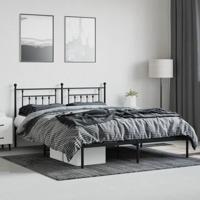 Bedframe met hoofdbord metaal zwart 160x200 cm - thumbnail