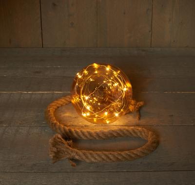 Lichtbol aan Touw 10 LED Ø15cm Goud
