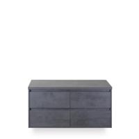 Porto Badmeubelset 120 cm - 4 laden Beton Antraciet - Wastafel Bovenblad Beton Antrac - thumbnail
