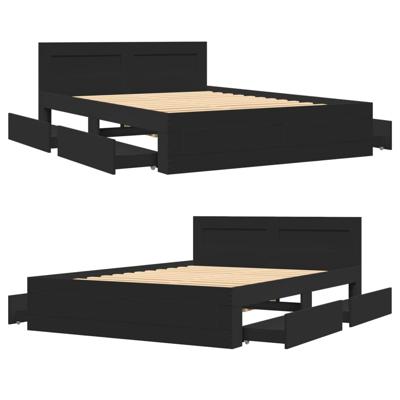 Bedframe met hoofdeinde bruin eikenkleur 120x190 cm - thumbnail
