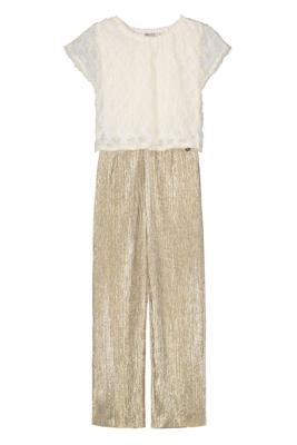 Like Flo Zomer jumpsuit meisjes Off wit - kant en plisse - Babs