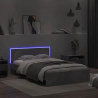 Bedframe met hoofdeinde en LED betongrijs 120x200 cm - thumbnail