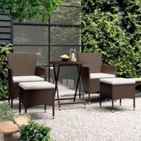 5-delige Bistroset poly rattan en gehard glas bruin - thumbnail