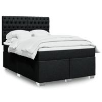 Boxspring met matras stof zwart 140x190 cm - thumbnail