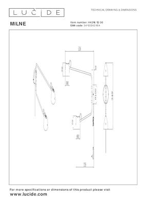 Lucide MILNE - Wandlamp - LED Dimb. - 2x8W 2700K - Zwart