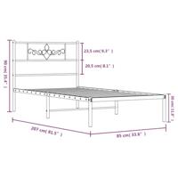 Bedframe met hoofdbord metaal wit 80x200 cm - thumbnail