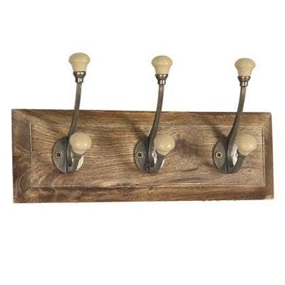Clayre & Eef Wandkapstok 30x7x10 cm Bruin Hout Ijzer Rechthoek Clayre & Eef Wandkapstok 30x7x10 cm Bruin Hout Ijzer Rechthoek