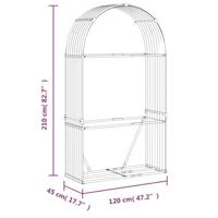 Haardhoutopslag 120x45x210 cm gegalvaniseerd staal zilverkleur - thumbnail
