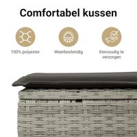 17-delige Tuinset met kussens poly rattan lichtgrijs - thumbnail