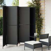 Kamerscherm 6 panelen poly rattan zwart - thumbnail
