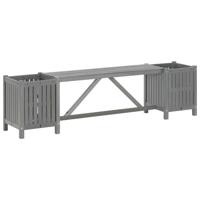 Tuinbank met 2 plantenbakken 150 cm massief acaciahout grijs - thumbnail