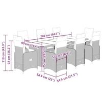9-delige Bistroset met kussens poly rattan grijs - thumbnail
