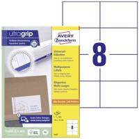 Avery Zweckform 3427, Universele etiketten, Ultragrip, wit, 100 vel, 8 per vel, 105 x 74 mm - thumbnail