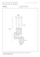 Lucide RAFAL - Hanglamp - Ø 50 cm - 3xE27 - Grijs - thumbnail