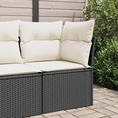 Tuinhoekbank met kussens poly rattan zwart Tuinhoekbank met kussens poly rattan zwart