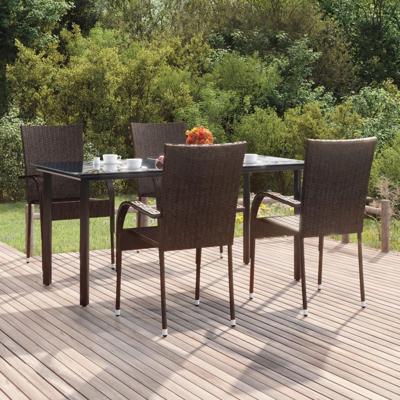 5-delige Tuinset poly rattan bruin