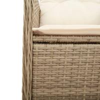 Tuinstoelen 2 st verstelbaar met kussens poly rattan beige - thumbnail