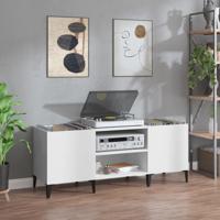 Platenkast 121x38x48 cm bewerkt hout wit - thumbnail