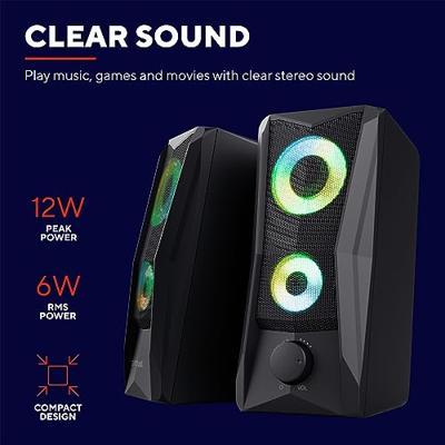 Trust GXT606B JAVV RGB PC-luidsprekers Kabelgebonden 12 W Zwart