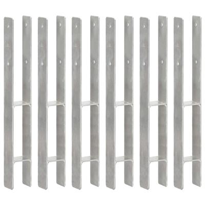 VidaXL Grondankers 6 st 7x6x60 cm gegalvaniseerd staal zilverkleurig