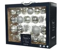 Kerstballenset glas mix zilver42 st. - thumbnail