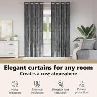 VidaXL Velvet gordijnen met gordijnen 2 pcs grijs 260 x 140 cm fluweel - thumbnail