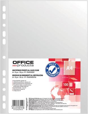 OFFICE products geperforeerde showtas, A4, 30 micron, glashelder, pak van 100 stuks