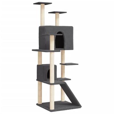 VidaXL Kattenmeubel met sisal krabpalen 153 cm donkergrijs
