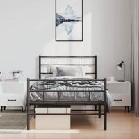 Bedframe met hoofd- en voeteneinde metaal zwart 100x200 cm - thumbnail